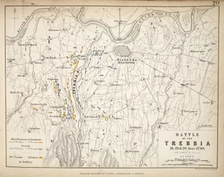Mapa de la Batalla de Trebbia, publicado por William Blackwood and Sons, Edimburgo y Londres, 1848